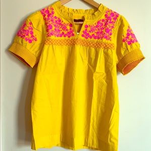J. Crew puff sleeve top XXS Golden Sun NWT